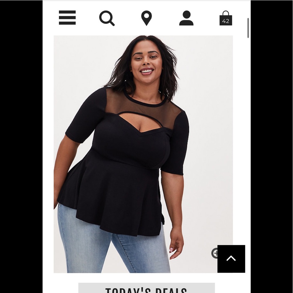 Torrid cut out mesh peplum size 0